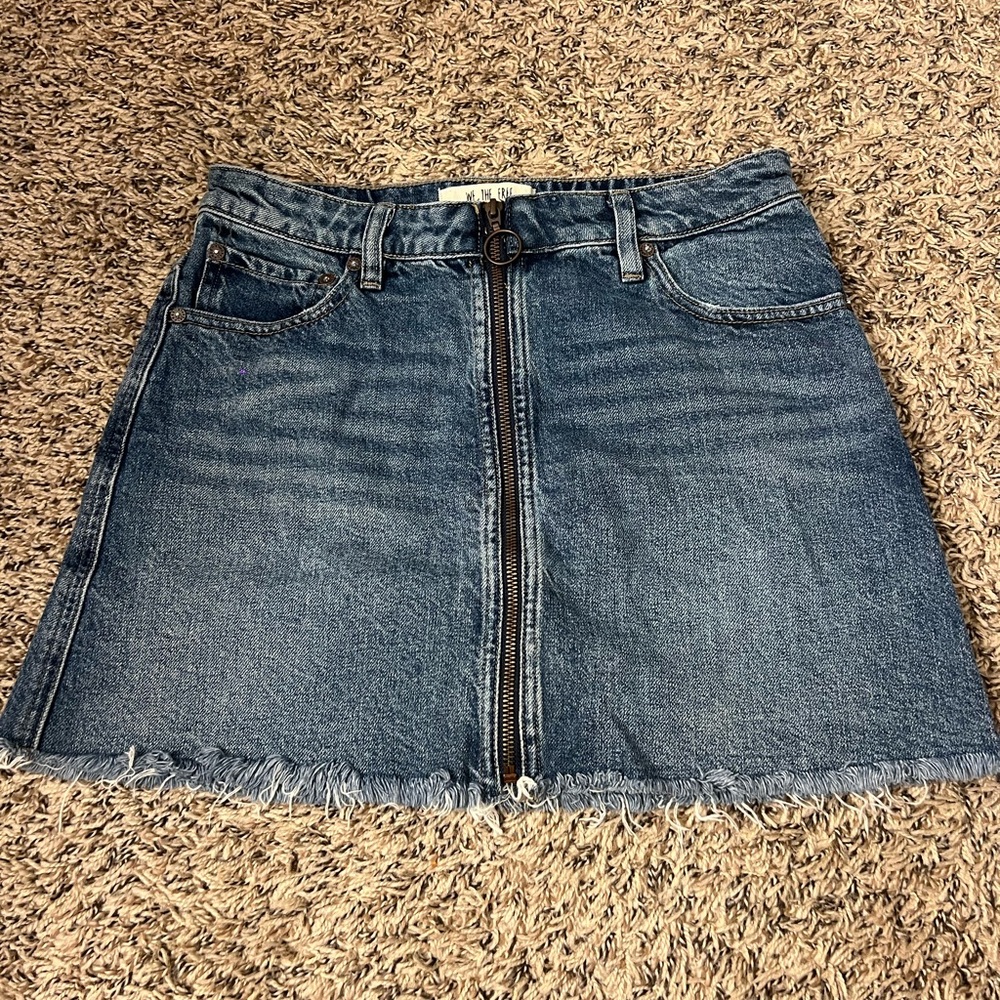 Free People denim zipper skirt